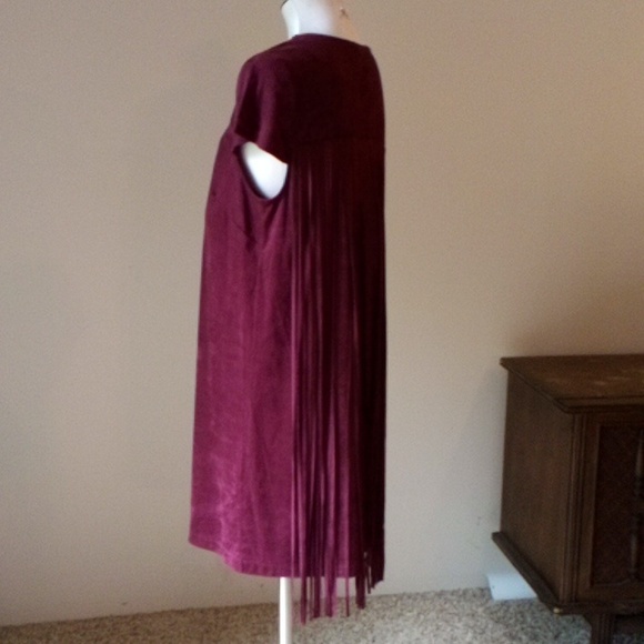 Unique Women's size medium kensie dress  wine  with fridges - Picture 1 of 7